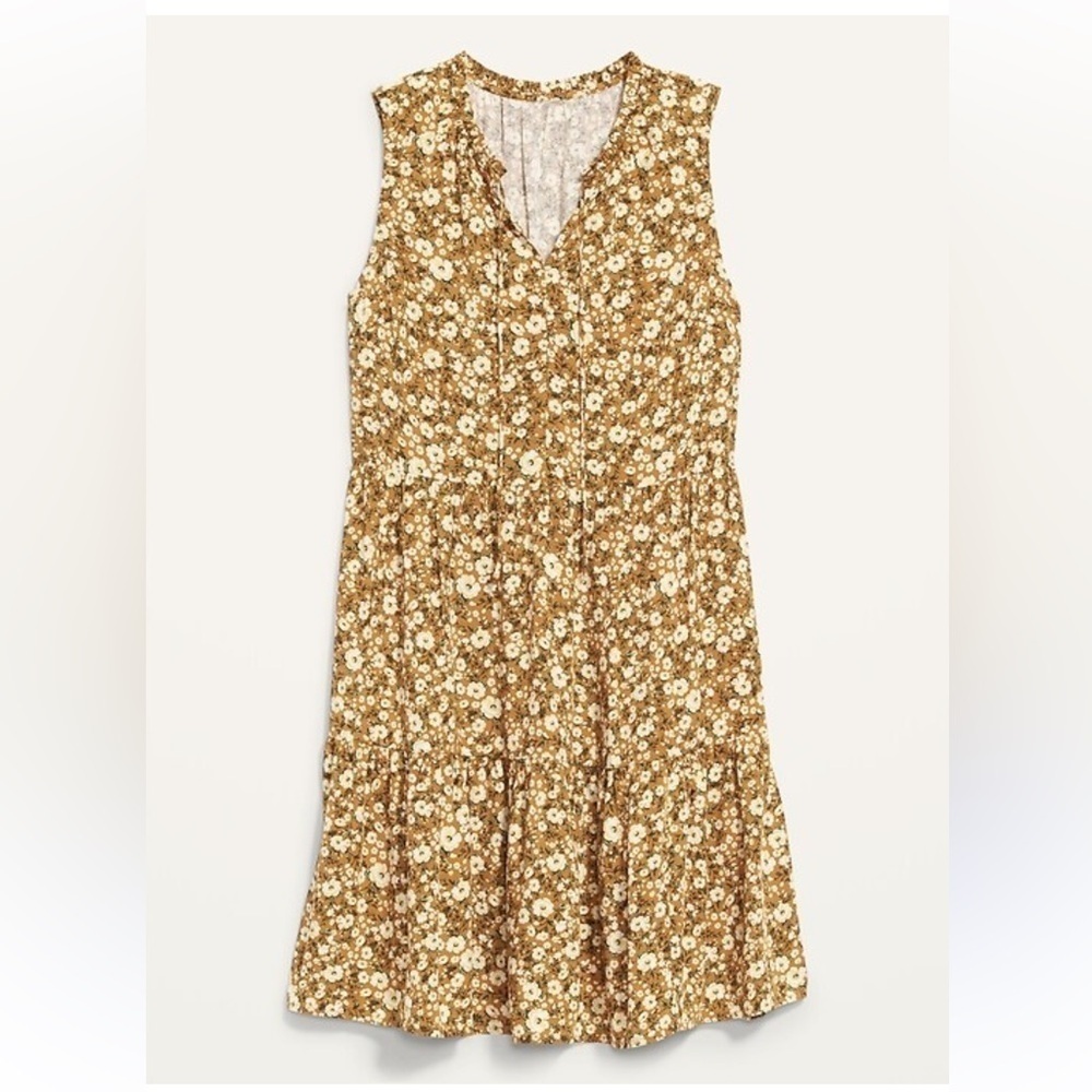 OLD NAVY Sleeveless Floral-Print Mini Swing Dress boho cottagecore womens size S